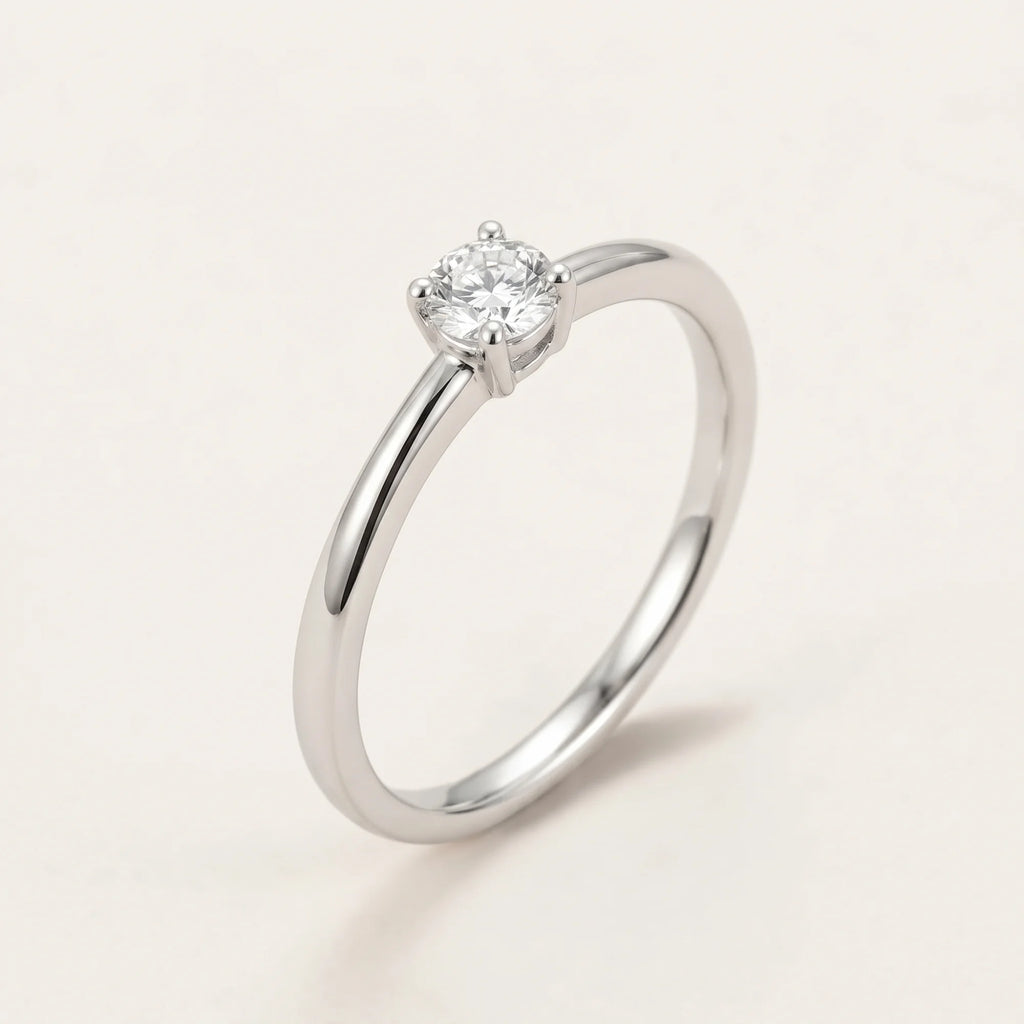 Classic Solitaire Promise Ring Silver