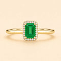 Emerald Halo Gold Promise Ring