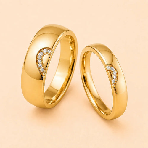 His and Her Dual Gold Promise Ring Set