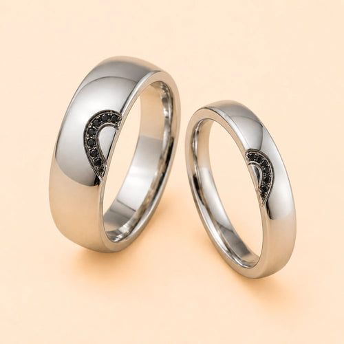 His and Her Dual Silver Promise Ring Set