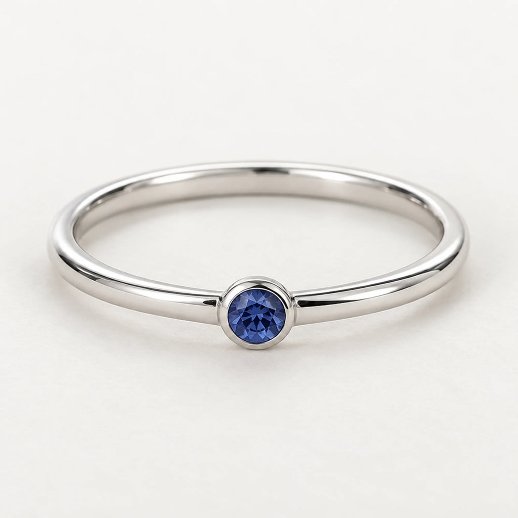 Minimalist Sapphire Promise Ring Silver