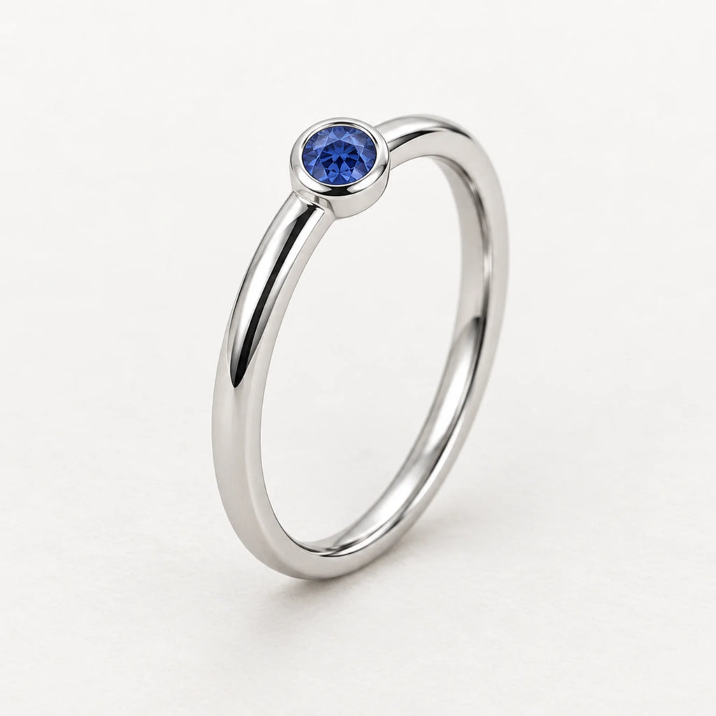Minimalist Sapphire Promise Ring Silver