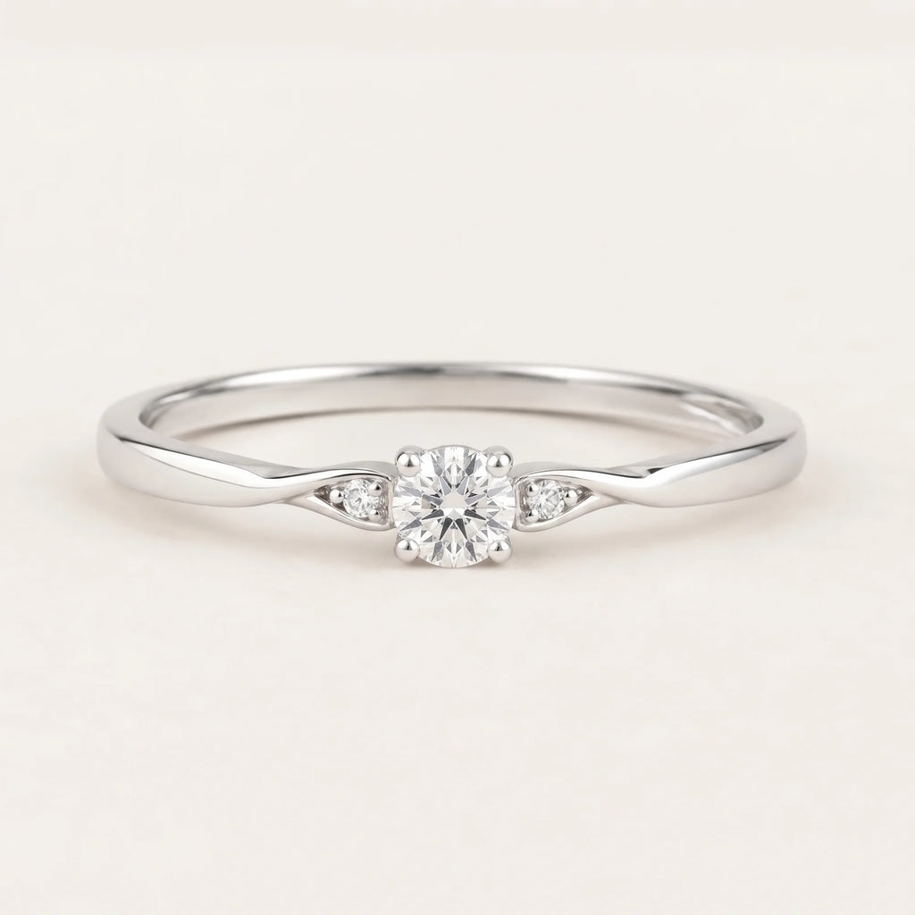 Round Solitaire Promise Ring Silver