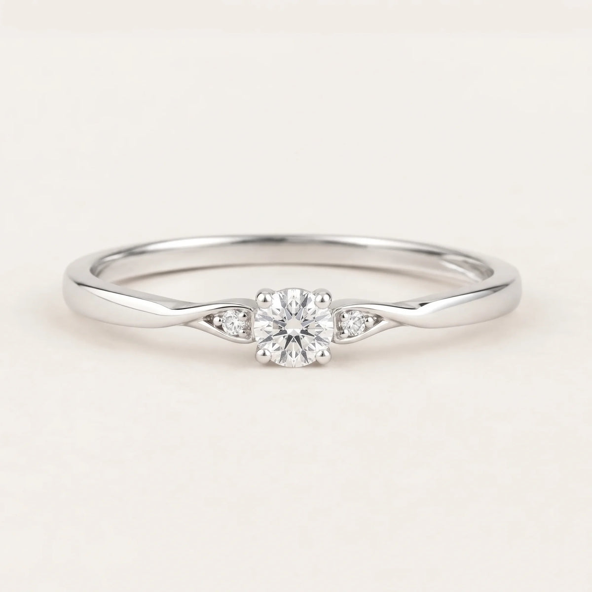 Round Solitaire Promise Ring Silver
