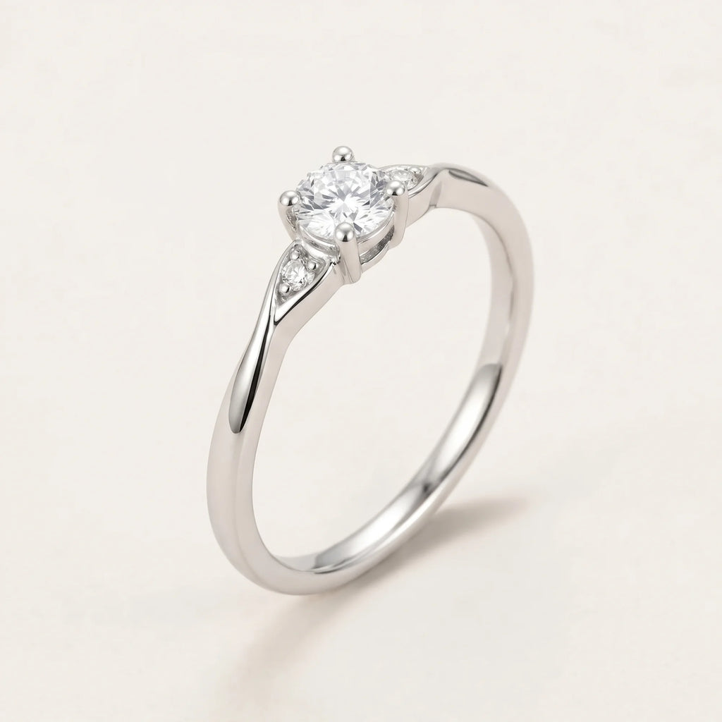 Round Solitaire Promise Ring Silver