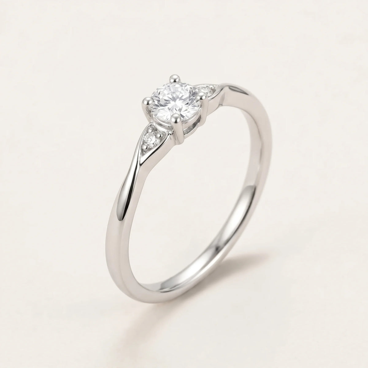 Round Solitaire Promise Ring Silver