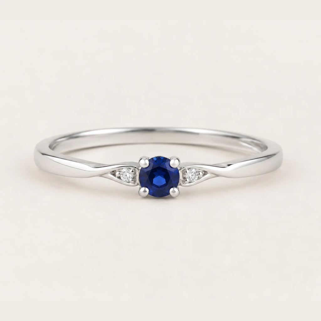 Sapphire Accent Promise Ring in Silver