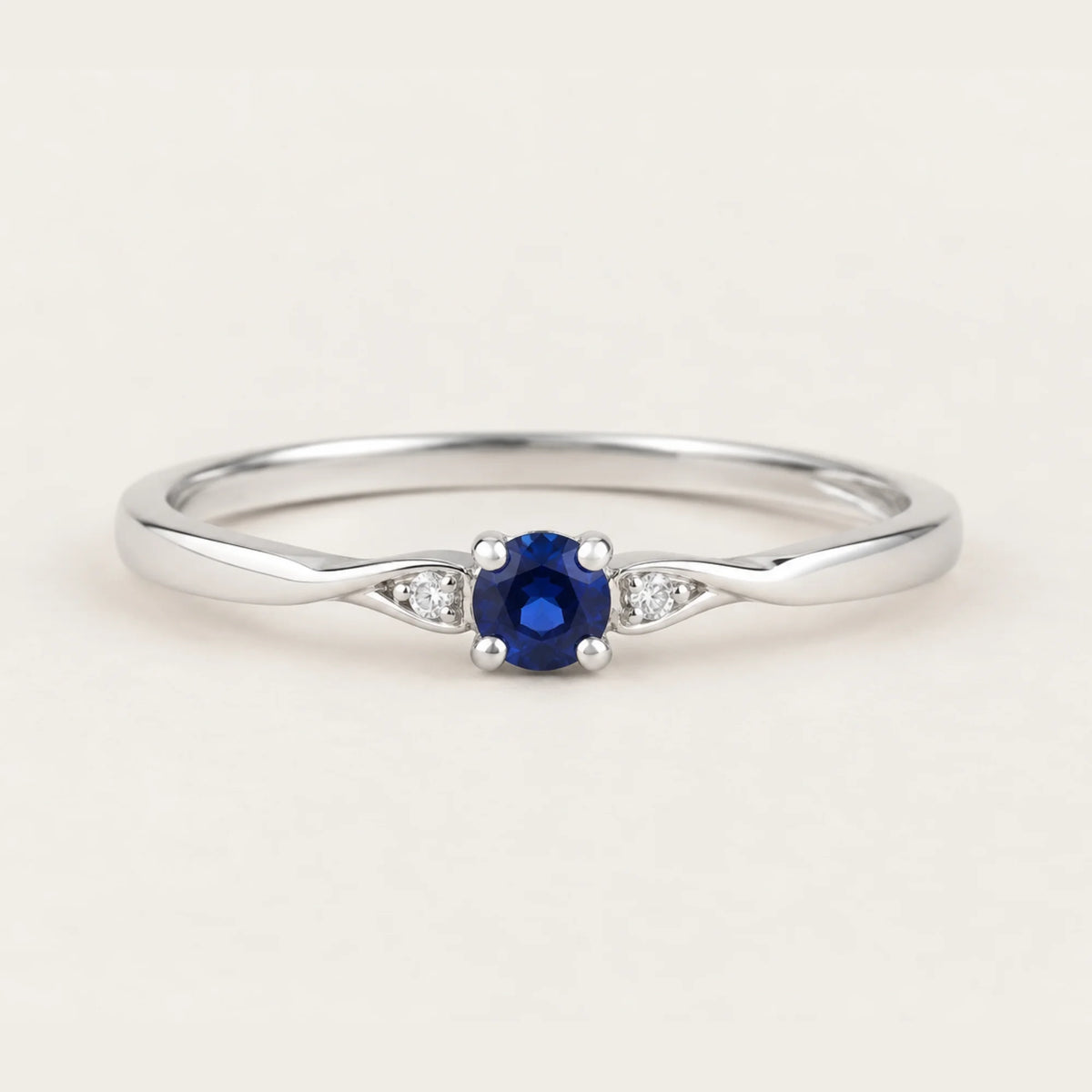 Sapphire Accent Promise Ring in Silver