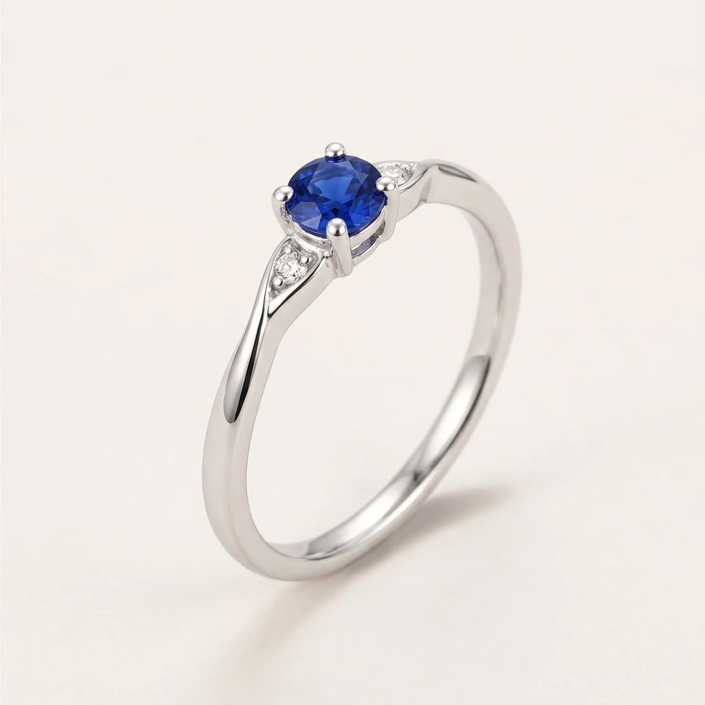 Sapphire Accent Promise Ring in Silver